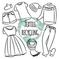 textiel recycling ecologisch probleem vector illustratie reeks