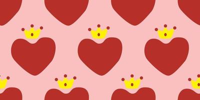 mooi patroon kroon hart ontwerp. koningin van hart. zoet romance gekroond hart patroon koning en koningin hart voor decoreren de bruiloft kaart voor Valentijnsdag dag en liefde stroy concept.roze patroon vector