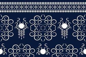 etnisch kleding stof patroon meetkundig stijl. sarong aztec etnisch oosters patroon traditioneel donker marine blauw achtergrond. abstract,vector,illustratie. gebruik voor textuur,kleding,verpakking,decoratie,tapijt. vector