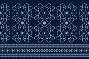 etnisch kleding stof patroon meetkundig stijl. sarong aztec etnisch oosters patroon traditioneel donker marine blauw achtergrond. abstract,vector,illustratie. gebruik voor textuur,kleding,verpakking,decoratie,tapijt. vector