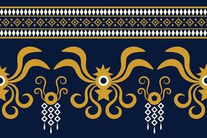 etnisch kleding stof patroon meetkundig stijl. sarong aztec etnisch oosters patroon traditioneel donker marine blauw achtergrond. abstract,vector,illustratie. gebruik voor textuur,kleding,verpakking,decoratie,tapijt. vector
