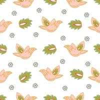 roze vogelstand oosters naadloos patroon vector illustratie