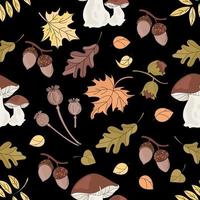 herfst paddestoel natuur naadloos patroon vector illustratie