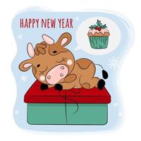 stier 2021 dromen van een Kerstmis Cadeau vector illustratie