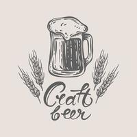 bier mok en belettering ambacht drinken vector illustratie reeks