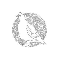 doorlopend kromme een lijn tekening van staand korhoenders vogel abstract kunst in cirkel. single lijn bewerkbare beroerte vector illustratie van aanbiddelijk korhoenders voor logo, muur decor en poster afdrukken decoratie