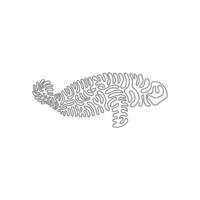 doorlopend kromme een lijn tekening van lamantijn staart is peddelen vormig kromme abstract kunst. single lijn bewerkbare beroerte vector illustratie van groot langzaam aquatisch lamantijn voor logo, muur decor en poster kunst
