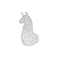 doorlopend kromme een lijn tekening van schattig zittend alpaca kromme abstract kunst. single lijn bewerkbare beroerte vector illustratie van alpaca, klein kameelachtigen zoogdieren voor logo, muur decor, kolken krullen stijl