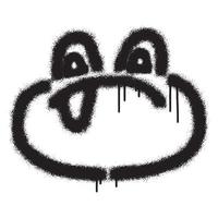 glimlachen kikker gezicht emoticon graffiti met zwart verstuiven verf vector