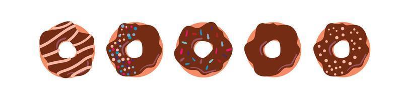 donuts versierd met hagelslag en chocola vector