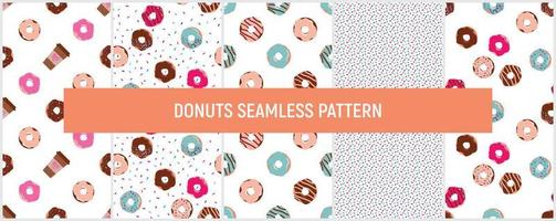 naadloos patroon reeks met donuts en hagelslag, en vector