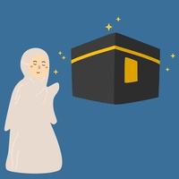 vrouw in hadj bedevaart illustratie vector