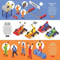 isometrische karting horizontale banners vector