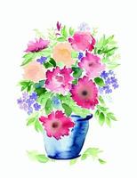 mooi bloemen waterverf fabriek pot vector