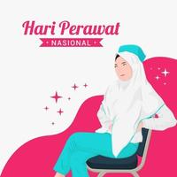 selamat hari perawat van Indonesië vector