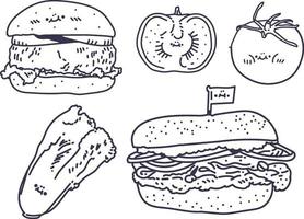 hamburger hand getrokken lijn vectorillustratie vector