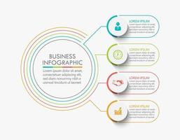 infographic cirkel dunne lijn ontwerpsjabloon met 4 opties vector