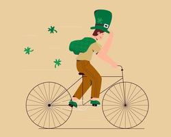 saint patrick's day met man fietsen vector