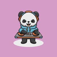 schattig dj panda tekenfilm illustratie vector