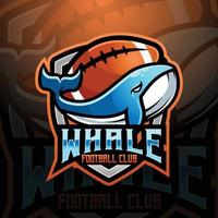 walvis mascotte Amerikaans Amerikaans voetbal en rugby team logo ontwerp vector met modern illustratie concept stijl voor insigne, embleem en t-shirt afdrukken. logo voor sport, gamer, wimpel, liga en esport team.