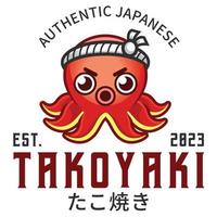 modern vlak ontwerp gemakkelijk minimalistische schattig Octopus takoyaki mascotte karakter logo icoon ontwerp sjabloon vector met modern illustratie concept stijl voor restaurant, Product, label, merk, cafe, insigne