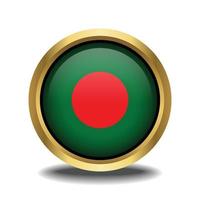 Bangladesh vlag cirkel vorm knop glas in kader gouden vector