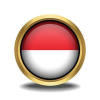 Indonesië vlag cirkel vorm knop glas in kader gouden vector