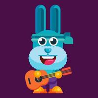 grappig tekenfilm glimlachen konijn karakter vlak ontwerp illustratie mascotte vector