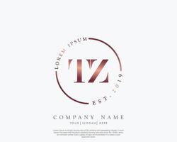 eerste brief tz vrouwelijk logo schoonheid monogram en elegant logo ontwerp, handschrift logo van eerste handtekening, bruiloft, mode, bloemen en botanisch met creatief sjabloon vector