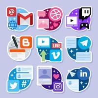 online tech sociaal media sticker reeks vector
