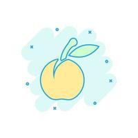 abrikoos fruit icoon in grappig stijl. perzik toetje vector tekenfilm illustratie Aan wit geïsoleerd achtergrond. biologisch toetje bedrijf concept plons effect.