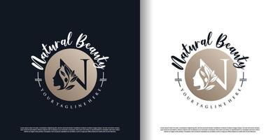 brief logo n met natuur schoonheid concept ontwerp premie vector