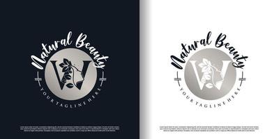 brief logo w met natuur schoonheid concept ontwerp premie vector