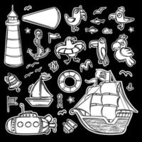 piraat stickers nautische monochroom reizen etiket vector reeks