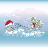 walvis Kerstmis winter tekenfilm klem kunst vector illustratie reeks