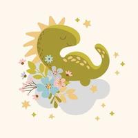 dino verjaardag hand- getrokken vector illustratie baby kleding reeks