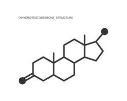 dht icoon. dihydrotestosteron hormoon chemisch moleculair structuur. hoofd oorzaak van mannetje alopecia vector