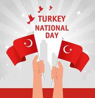 29 oktober, dag van de turkse republiek met vlaggen vector