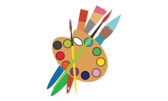kunst kleur palet met penseel tekening hulpmiddelen, kleur palet icoon en vector illustraties,