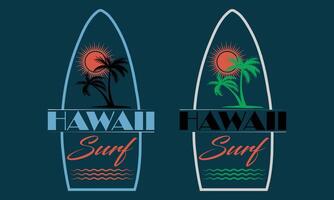 Hawaii surfen typografie t-shirt ontwerp. surfing motiverende typografie t-shirt creatief kinderen, vector