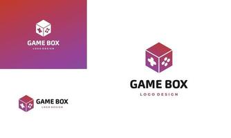 spel doos logo ontwerp modern icoon, spel troosten combineren met doos logo concept vector