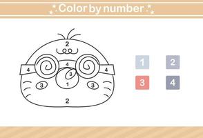 kleur door aantal van schattig dier.educatief spel geschikt voor kinderen en peuter- vector