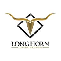 Texas Longhorn western stier bouw logo ontwerp vector
