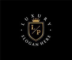 eerste lp brief Koninklijk luxe logo sjabloon in vector kunst voor restaurant, royalty, boetiek, cafe, hotel, heraldisch, sieraden, mode en andere vector illustratie.