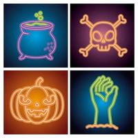 Halloween-feest neonreclame set vector