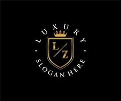 eerste lz brief Koninklijk luxe logo sjabloon in vector kunst voor restaurant, royalty, boetiek, cafe, hotel, heraldisch, sieraden, mode en andere vector illustratie.