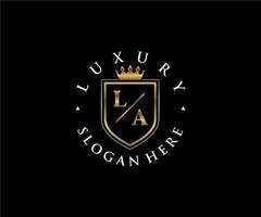 eerste la brief Koninklijk luxe logo sjabloon in vector kunst voor restaurant, royalty, boetiek, cafe, hotel, heraldisch, sieraden, mode en andere vector illustratie.