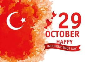 29 oktober, dag van de Turkse republiek met vliegende duiven vector