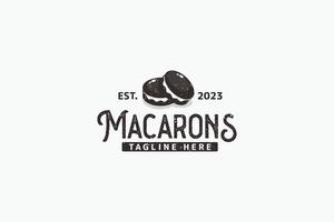 macarons logo in wijnoogst stijl voor ieder bedrijf, vooral patisserie, bakkerij, cafe, enz. vector