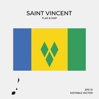 saint vincent kaart en vlag vector